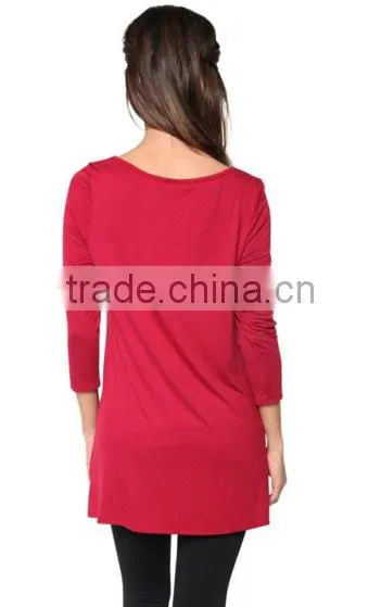 Online Shopping China Clothes Long Flowy Elbow Sleeve Jersey Tunic For Women photo-3