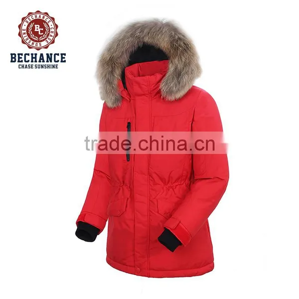 Red Outdoor Down Jacket for Winters With Fur photo-3