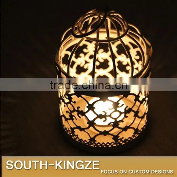 White Color Through-Engraving Iron Metal Candlestick photo-4