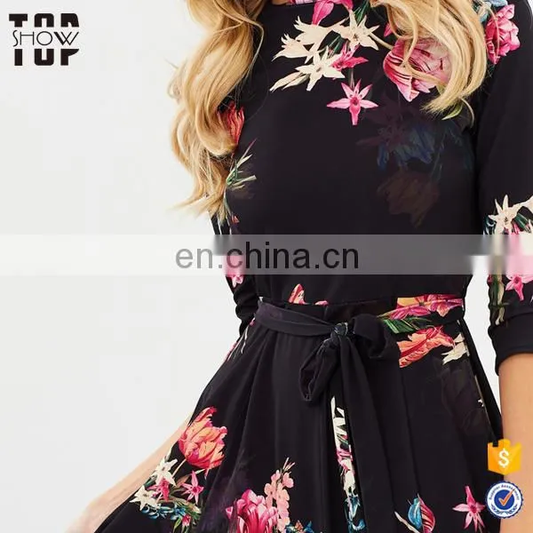 Oem Women Dresses 3/4 Sleevefloral Print Girls Autumn Dress Names With Pictures photo-6