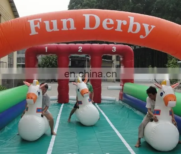 High Quality 3 Lane Inflatable Horse Racing,Outdoor Sport Games Inflatable Fun Derby for Kids photo-5