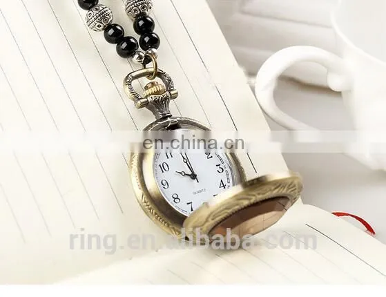 Vintage Design New Artistic Bead Chain Pocket Brass Watch photo-4