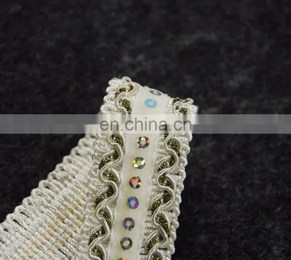 Wholesale Sequins Gold Lurex Lace Trim for Decorative photo-5