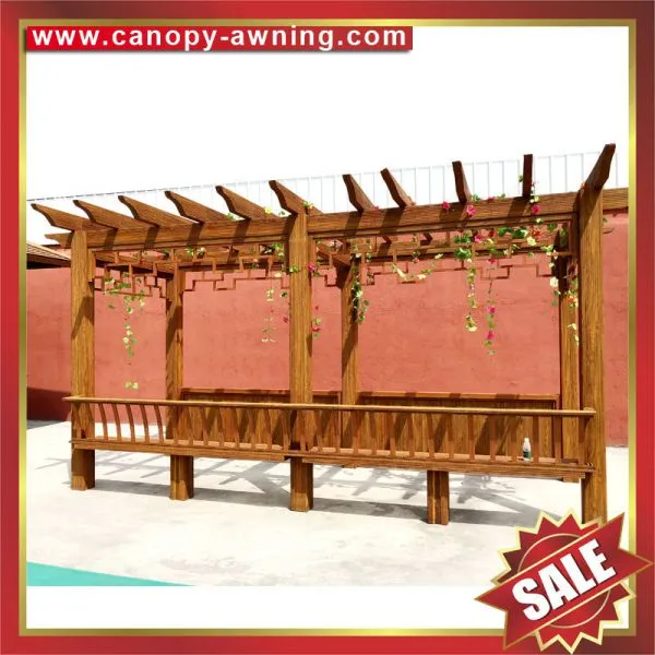 Prefabricated Outdoor Garden Wood Look Style Alu Aluminium Alu Aluminum Metal Gazebo Grape Trellis Pergola Vine Grids Shelter Kits photo-5
