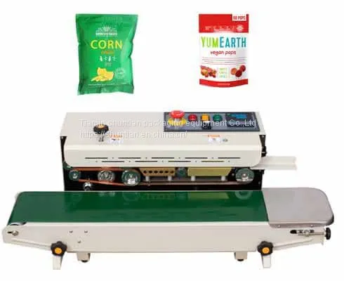 automatic air tight Heat solid ink coding horizontal continues band sealer machine with nitrogen flushing for plastic bag