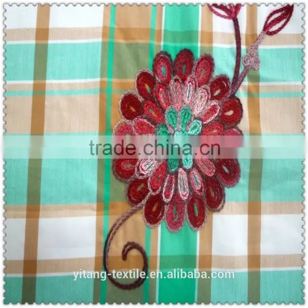 Check Pattern Fabric With Embroidered Flower photo-3