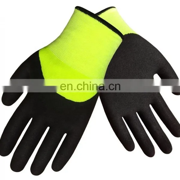 Long Cuff Green Flock Lined Nitrile Chemical Resistant Acid-based Proof Cheap Work Gloves photo-4