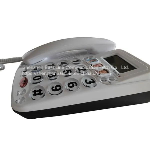 Landline Phone Analog Telephone With Display Shinny Surface photo-3
