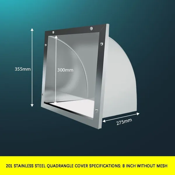 201 Stainless Steel Quadrangle Cover Specifications: 8 Inch Without Mesh