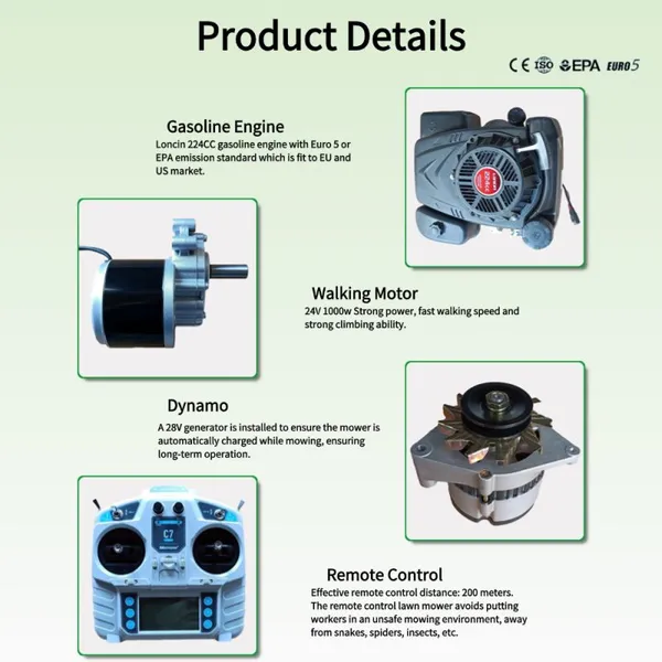 Smart Lawn Mower Euro 5/EPA Hazard-Free Operation Low Maintenance Cost, Grass Cutting Mower for Forestry Vigorun VTW550 photo-4