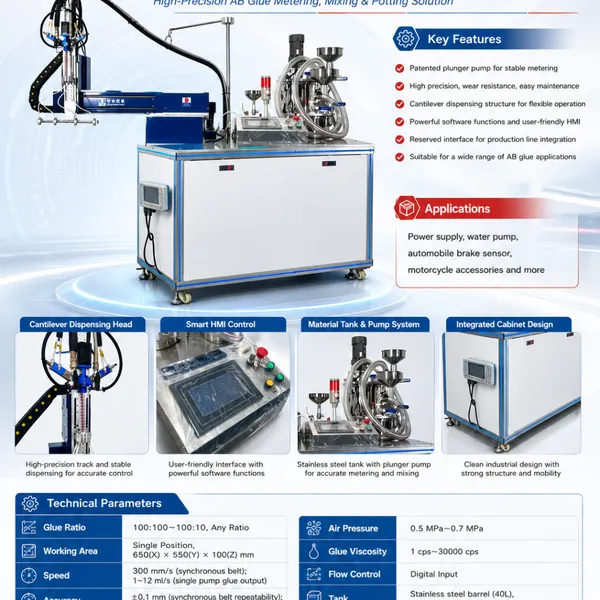 PGB-650B Metered Adhesive Dispenser – Cantilever AB Glue Potting Machine photo-3