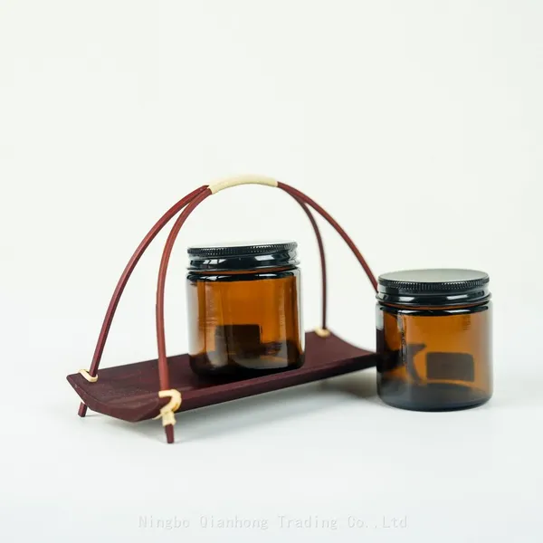 Wholesale Empty Amber Glass Candle Jars Car Diffuser Bottle Candle Holder With Aluminum Lid photo-4