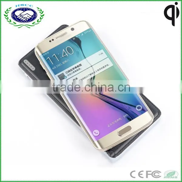 Leather Texture Design Dual Charging Port Power Bank Wireless Charger Pad photo-4