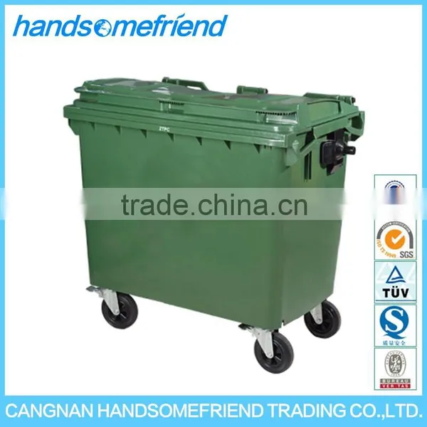 660L Liters Square Outdoor Plastic Waste Bin,Large Plastic Mobile Garbage Can,Industrial Trash Can