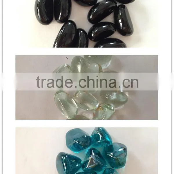 Light Amber Glass Gems Round Shape for Fir Pit Fireplace photo-3