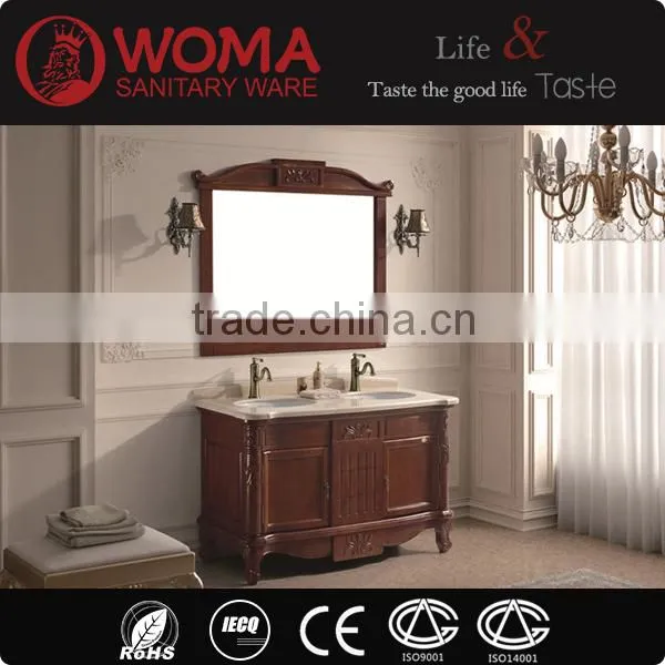 Floor Standing Brown Bathroom Cabinet Oak wood Wash basin Solid Wood Bathroom Furniture No.2001B