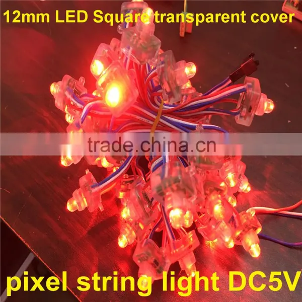 Transparent Cover 12mm WS2811 Light Led Pixel,waterproof IP68;DC5V Input;full Color;50pcs a String,Square Shape Supplier's Choice