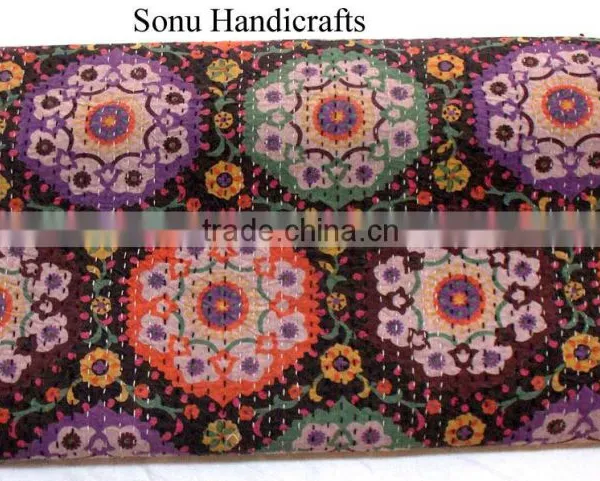 Indian Kantha Quilt Bedspread Throw Blanket Vintage Ethnic photo-3