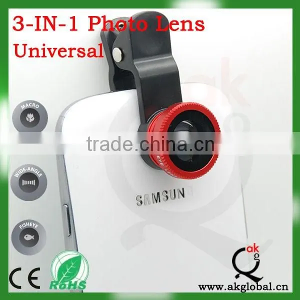 New Mobile Phone Eyes Clip Fish Eye Lens Cellphone 3 in 1 Universal Clip Lenses photo-2