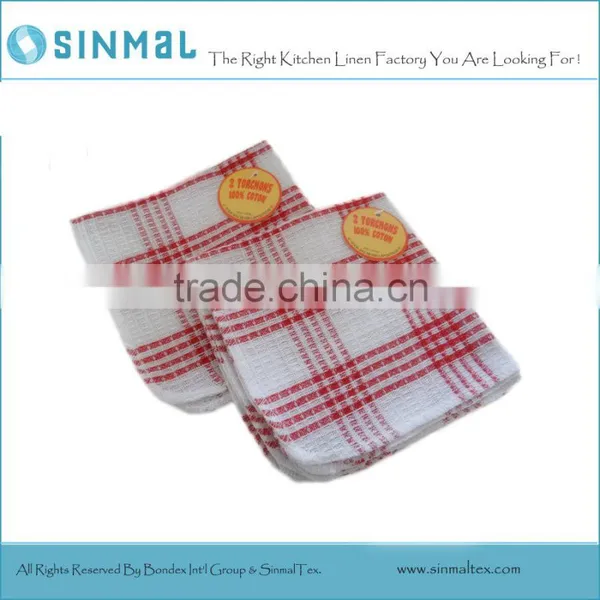 Green & Red Waffle Dish Towel Check Tea Towel