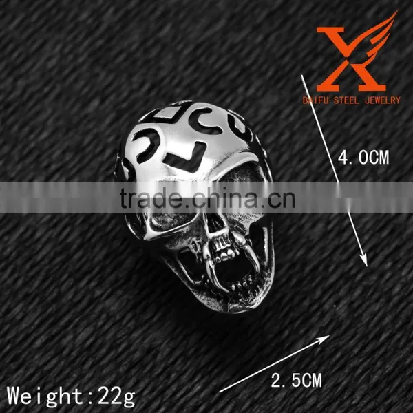 In Stock 2016 Fashion Punk Alien Skull Rings Man 316L Stainless Steel Fashion Jewelry photo-2
