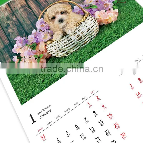 2016 Cute Pet Calendar Custom Full Color Printing Table Calendar, Table Calendar Wholesale photo-2