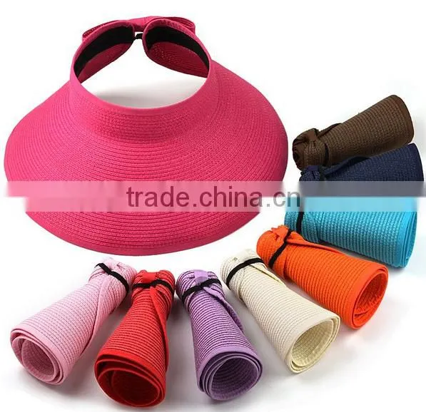 2016 New Fashion Beach Wide Brim Straw Visor Hat Cap
