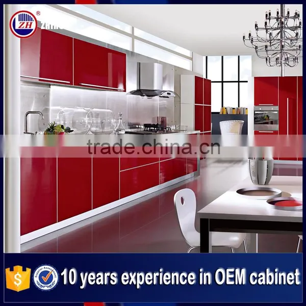 Guangzhou Zhihua Manufacture MDF High Glossy Red Kitchen Cabinet photo-3