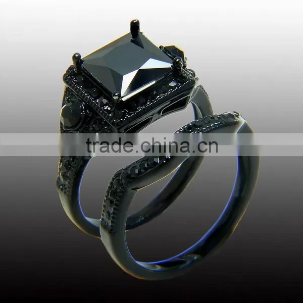 European Ring Imitation Brand Black Gold Brass Couple Combination Ring Engagement Rings photo-2