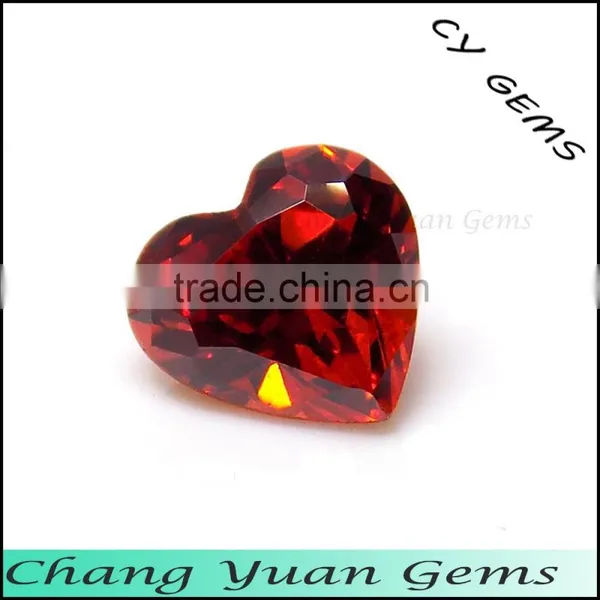 Beautiful Heart Shape Orange Color Synthetic Cubic Zirconia