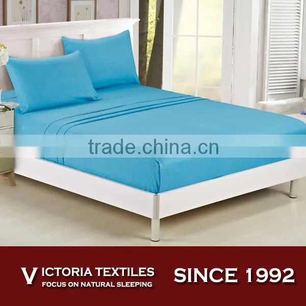 Bule Color Microfiber Bed Fitted Sheet Sets Queen and King Size Beddings