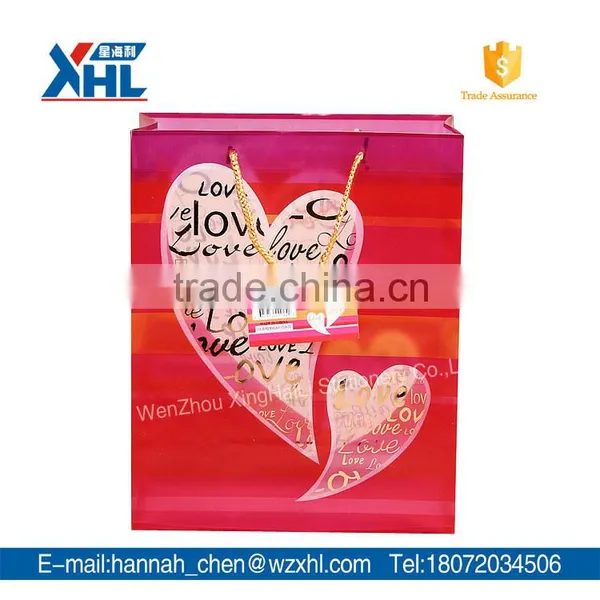 New Design Lovely Heart Full Print Gift PP Bag