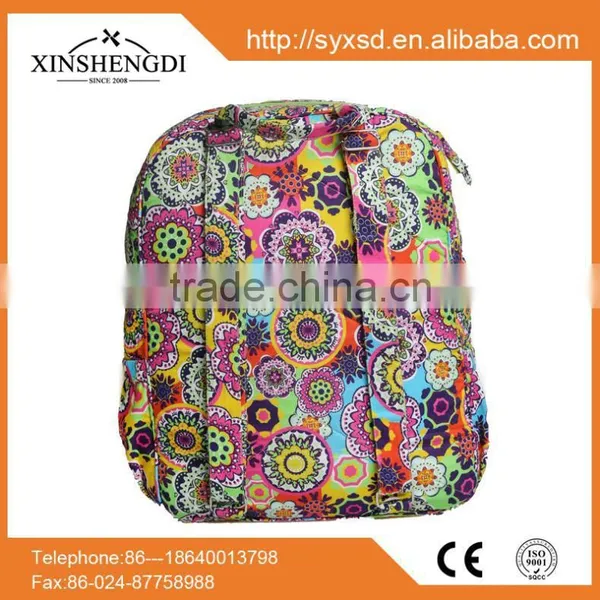 New Design Cotton Floral Quilted Unique Travel Ladies Fancy Backpack photo-3