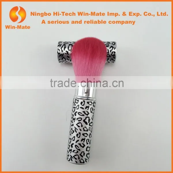 Custom Made Mini Size Leopard Color Synthetic Hair Face Use Retractable Powder Brush photo-3
