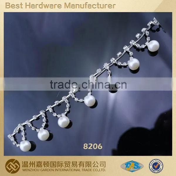 Wholesale Rhinestone and Pearl Applique Trimming Chain