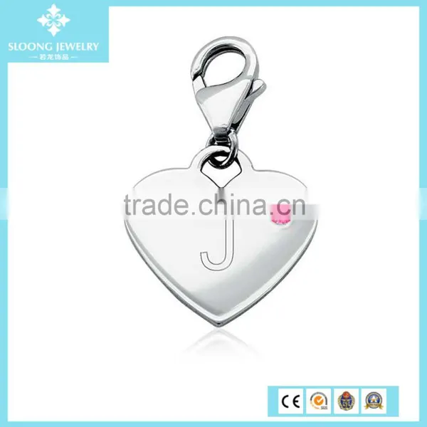 Jewellery Charms Pink Tourmaline Birthstone Heart Charm in Sterling Silver (October) photo-3