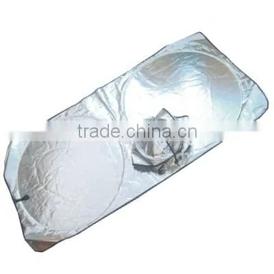 Silver Polyester Foldable Car Front Window Sunshade Double Circle Sunshade