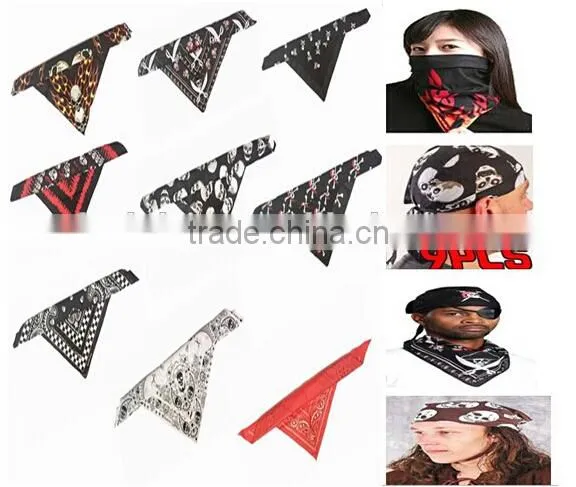 100% Cotton 55x55cm Double Side Printing Ghost Head Printing Bandana photo-4