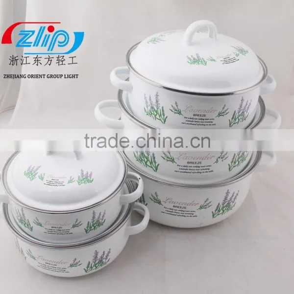 5Pcs Casserole Belly Shape W/Metal Cover Light Color Decor photo-3