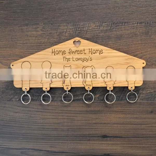 Family Keyring Hanger Hooks for Keys Housewarming New Home Wooden Keyrings Gift photo-2
