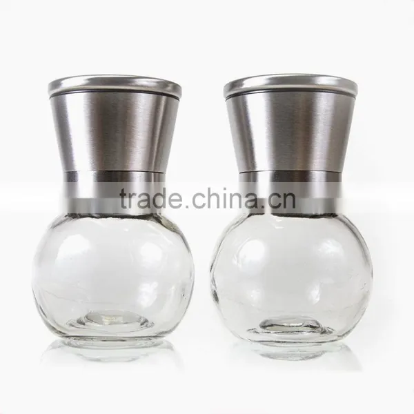 304 Stainless Steel Pepper and Salt Grinder, Spherical Glass Spice Grinder Commercial photo-2
