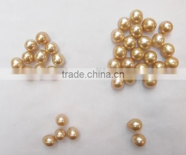 10-11 mm Golden Raindrop Freshwater Pearl Beads photo-2