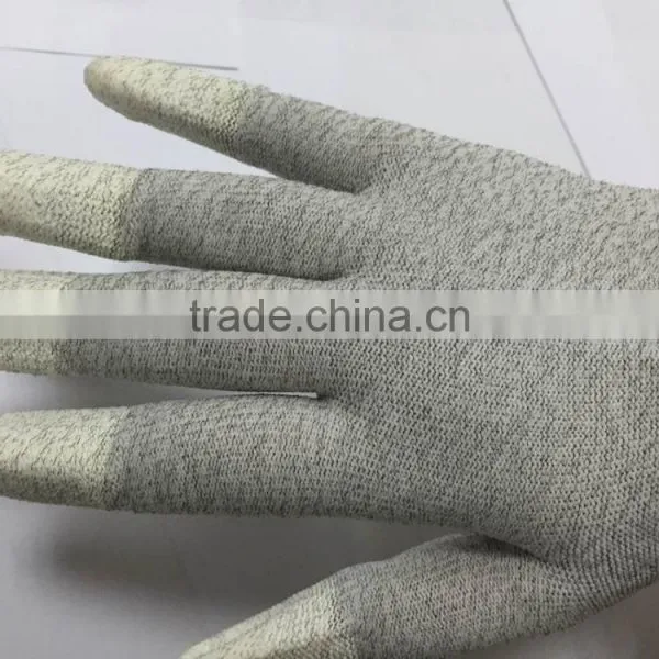 DDsafety Hot Sale PU Gloves Carbon Fiber Liner Knit Wrist White PU Coated On Finger photo-2