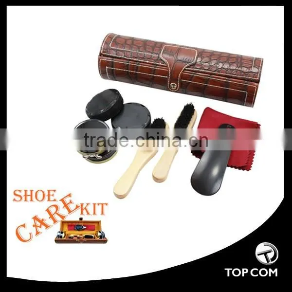 Black Shoe Polish PU Leather Travel Shoe Shine Kits photo-3