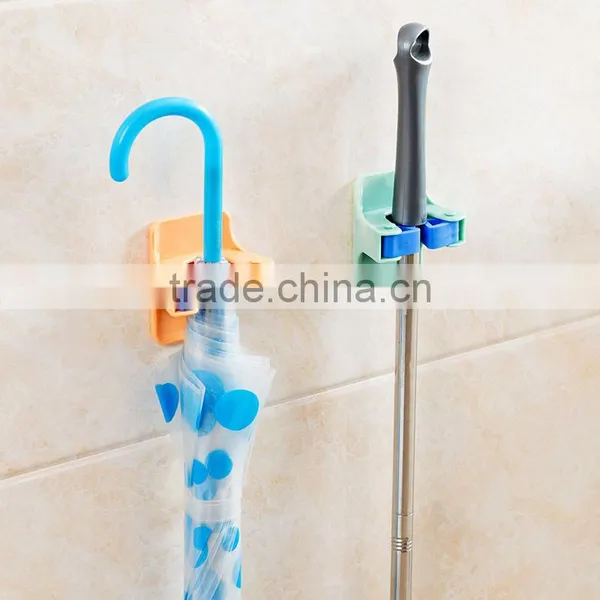 Wall Mounted Mop Clip Strong Adhesive Multi-functional Mop/Broom Hangers Rack Holders Storage & Home Organization photo-2