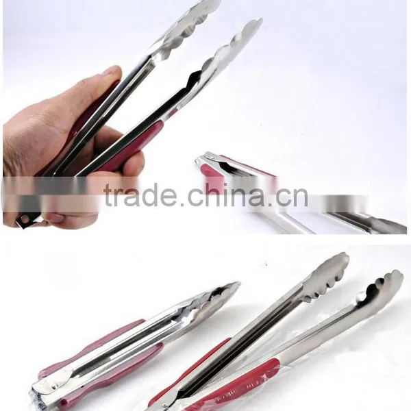 Factory Stainless Steel Hot Prevent BBQ & Bread Baking Food Tongs With Silicone Handle photo-6