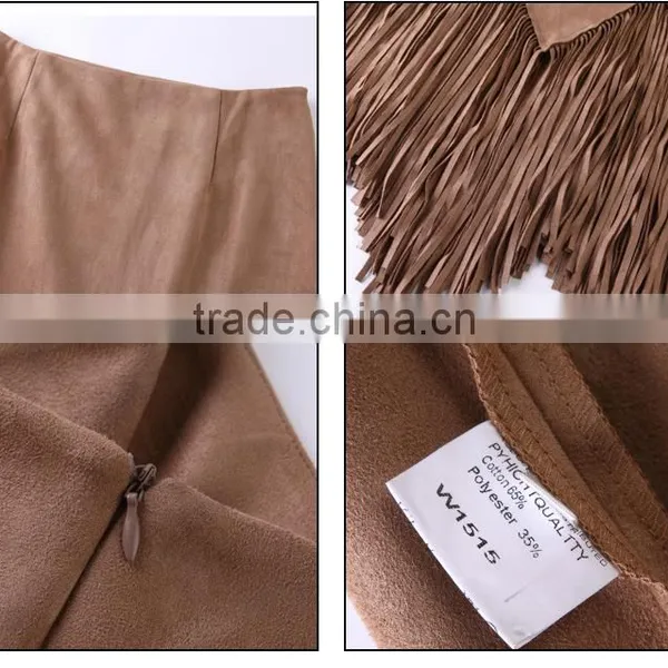 Hot Sale Fashion Women Latest Long Skirt Design With Tassal photo-5