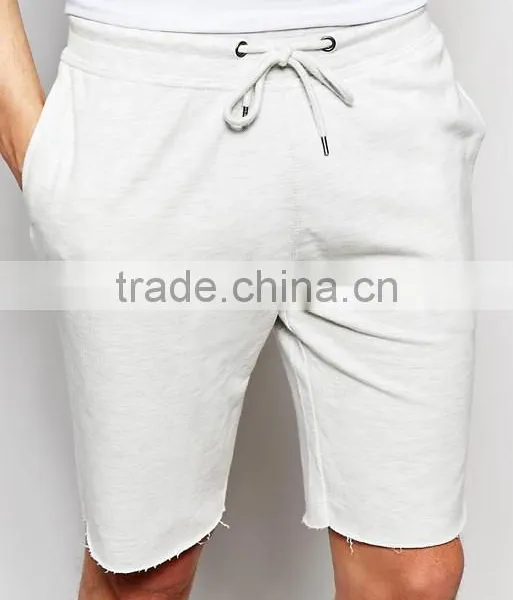 High Quality New Design Custom Raw Hem Drawstring Waist Poly Cotton Breathable Black Men's Sweat Summer Gym Wear Fashion Shorts photo-3