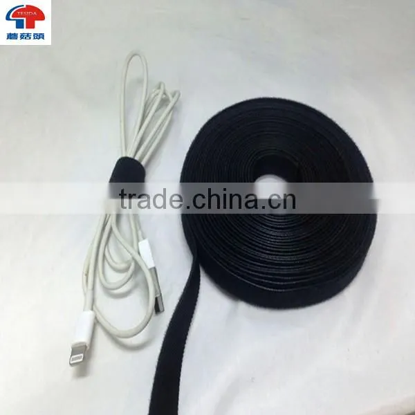 Self-locking Black Wire Bundle Belt Hook and Loop Strap photo-2