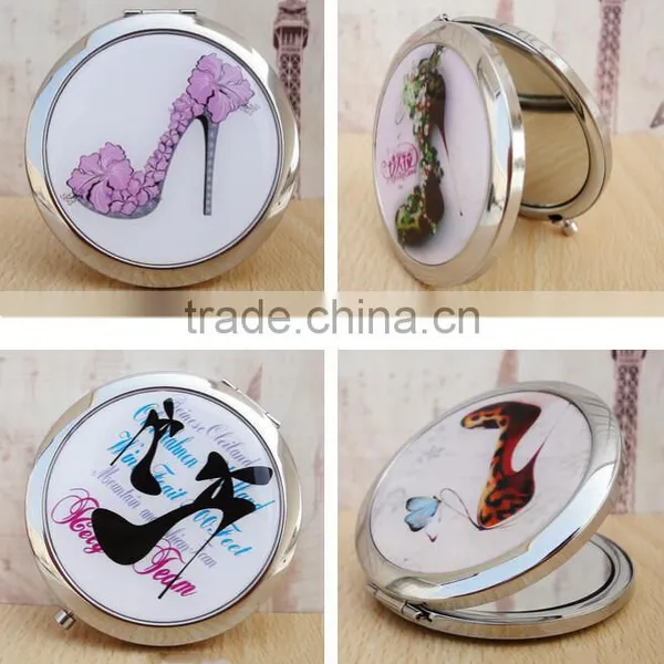 Double Sides (One is Normal,Another is Magnifying)Portable Foldable Pocket Metal Makeup Compact Mirror Woman Cosmetic Mirror photo-6